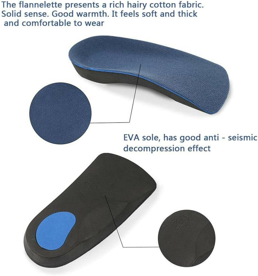 3/4 Support Insoles Orthotic Arch Flat Feet Plantar Fasciitis Arches Shoe Pads (L) image number 3