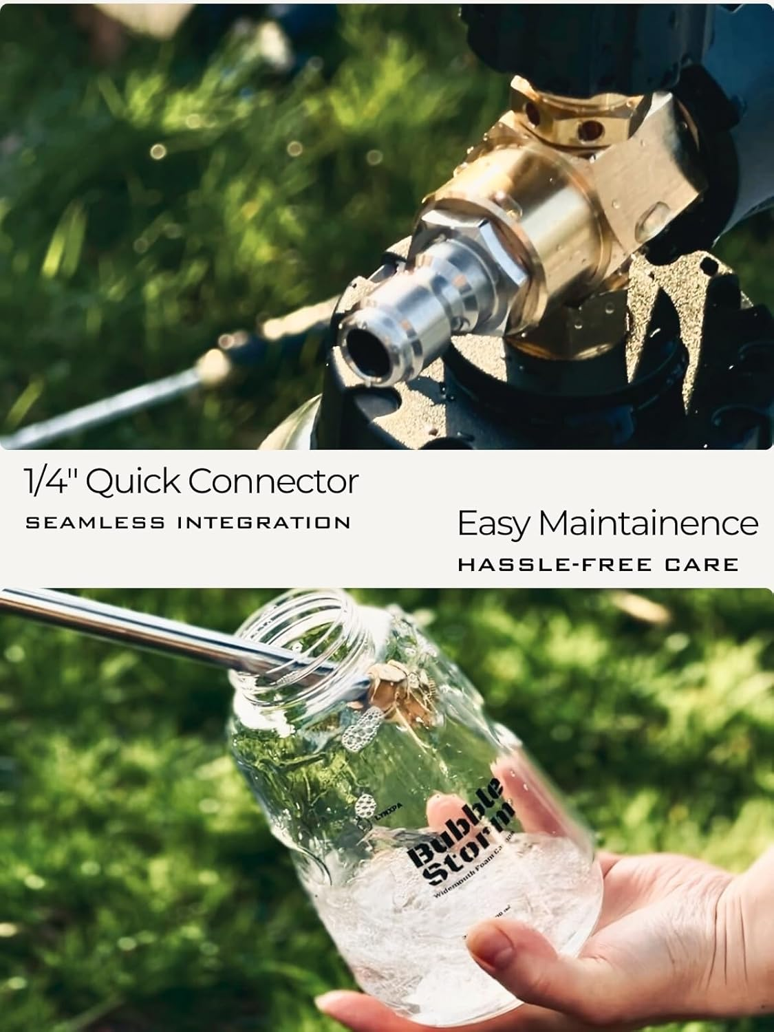 Bubble Storm Premium Foam Cannon for Pressure Washer, Wide Mouth, Adjustable Thick Foam Lance with 1/4 Inch Quick Connector for Car, Boat, and Home Wash, 4000 PSI, 34 Oz, 1.1Mm Orifice image number 6