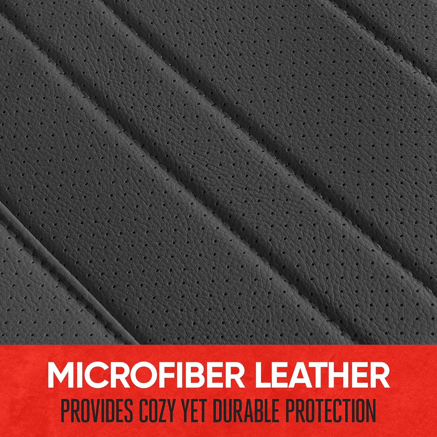 Motor Trend Faux Leather Padded Rear Bench Car Seat Cover with Storage Pockets