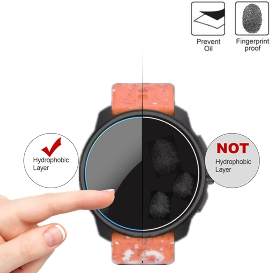 MIHENCE Compatible for Suunto Race S Screen Protector, 9H Anti-Scratch Tempered Glass Protective Film for Race S Smartwatch (3PCS), Transparent