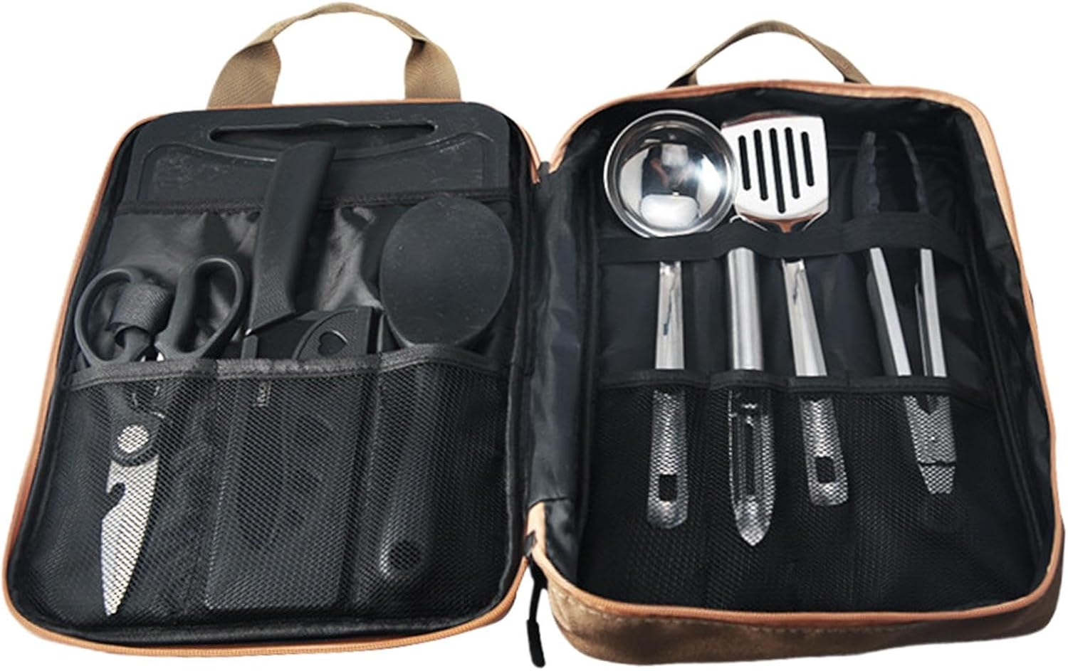 Camping Utensil Bag - Stainless Kitchen Utensils 8-Piece,Portable Camp Kitchen Organizer, Metal Cooking Utensil Set for Hiking, Outdoor Kitchen image number 6
