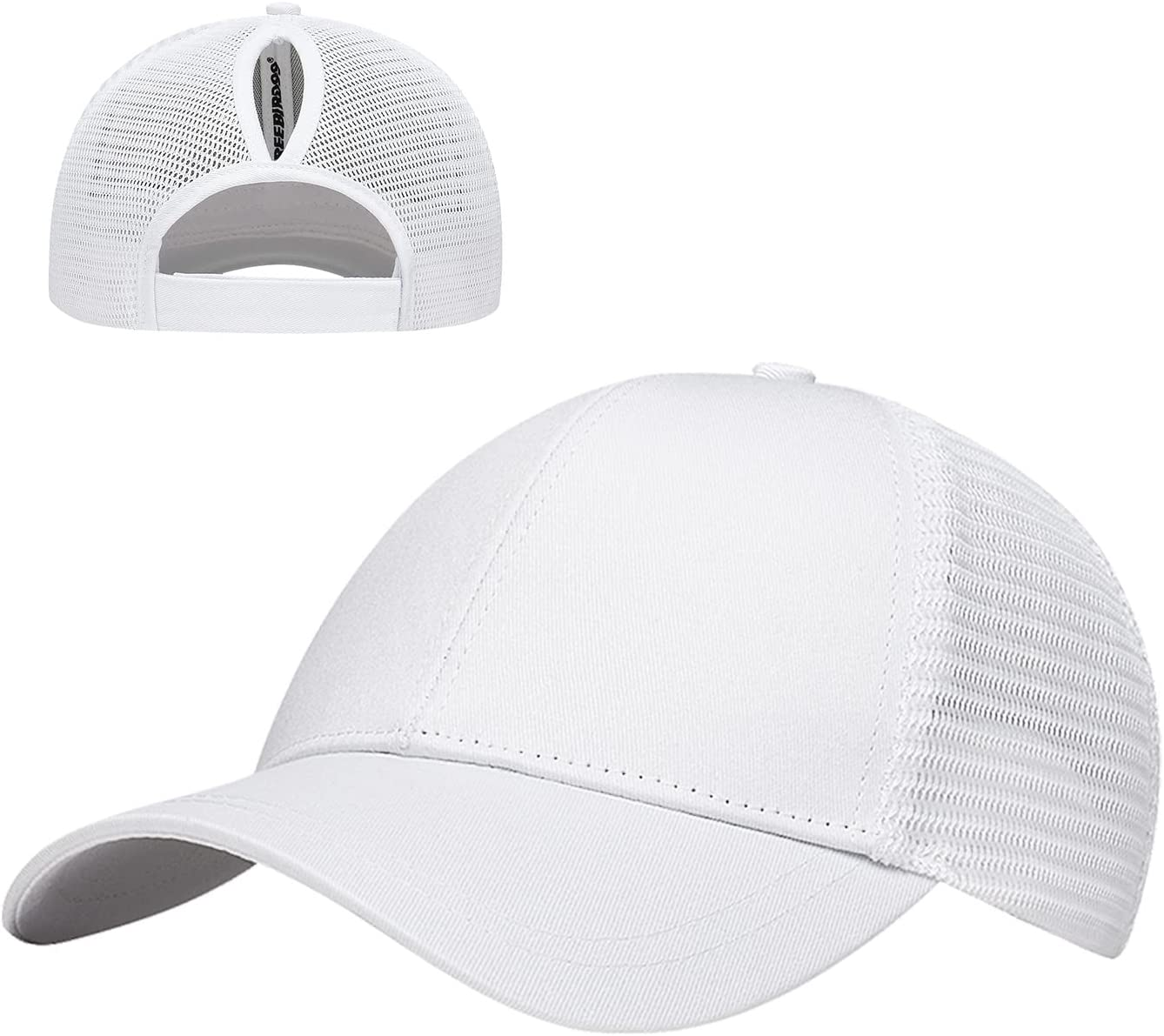 FREEBIRD99 Ponycap Messy High Bun Ponytail Baseball Cap Adjustable Mesh Trucker Hat for Women image number 5