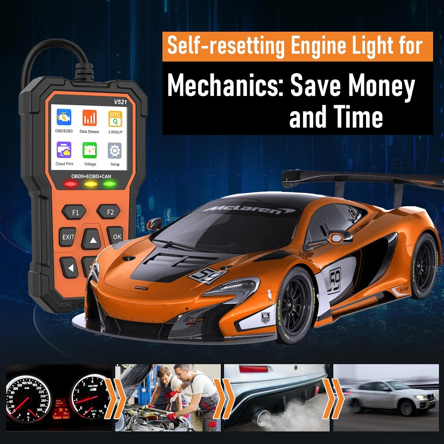 OBD2 Scanner Diagnostic Tool, Professional OBD2 Scanners Car Code Reader Check Engine Light with Reset OBDII/EOBD Car Scanner Diagnostic Tool for All Cars after 1996 image number 3