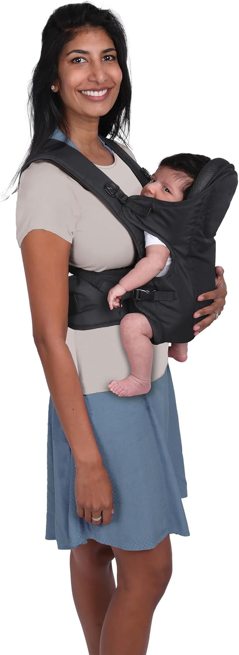 Dreambaby Manhattan Adjustable 3 in 1 Position Baby Carrier - IHDI Approved Hip Healthy - Newborns Toddlers up to 15Kg - Fits for Most Adult Sizes