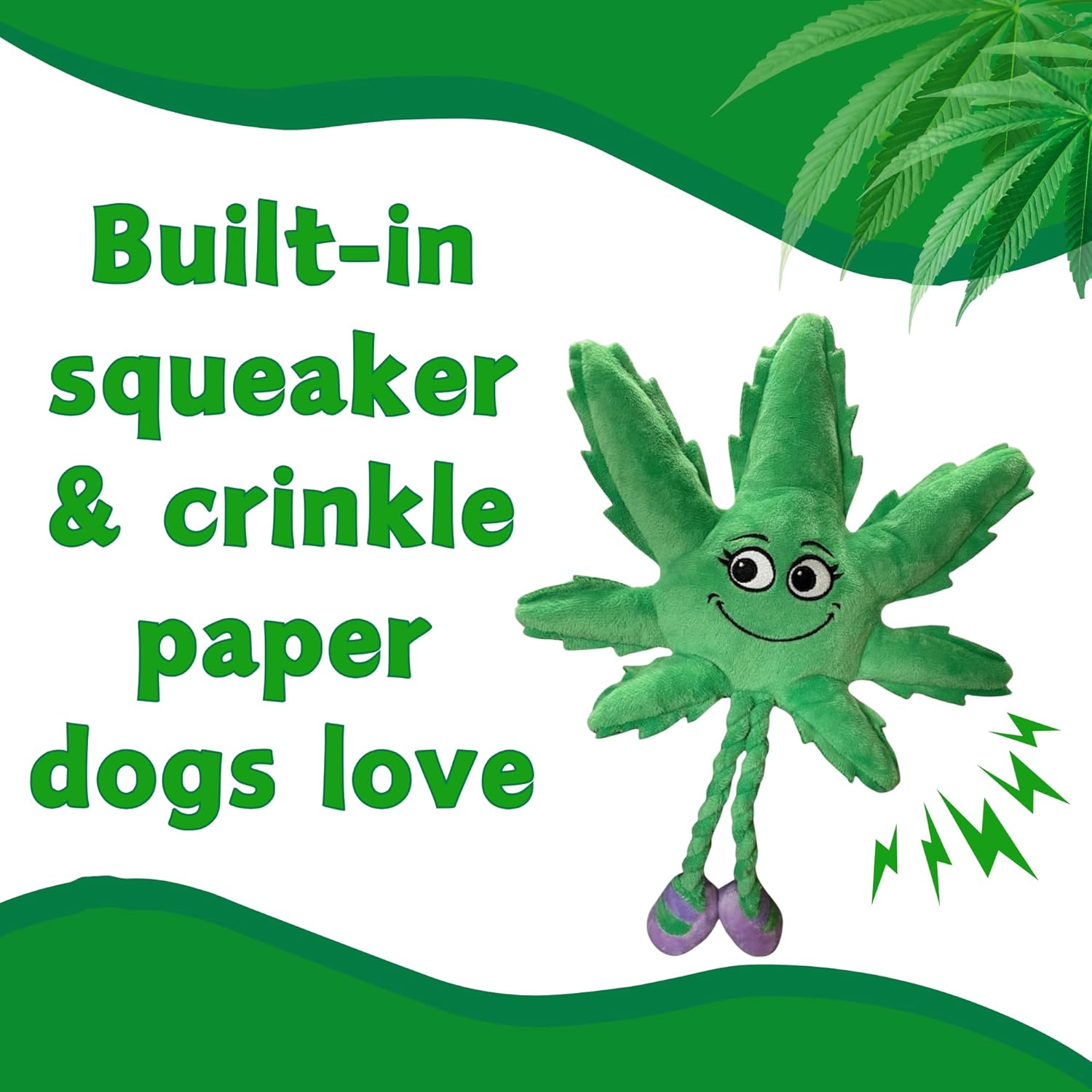 PAW:20 Mary Jane the Weed Leaf 420 Dog Toy image number 6