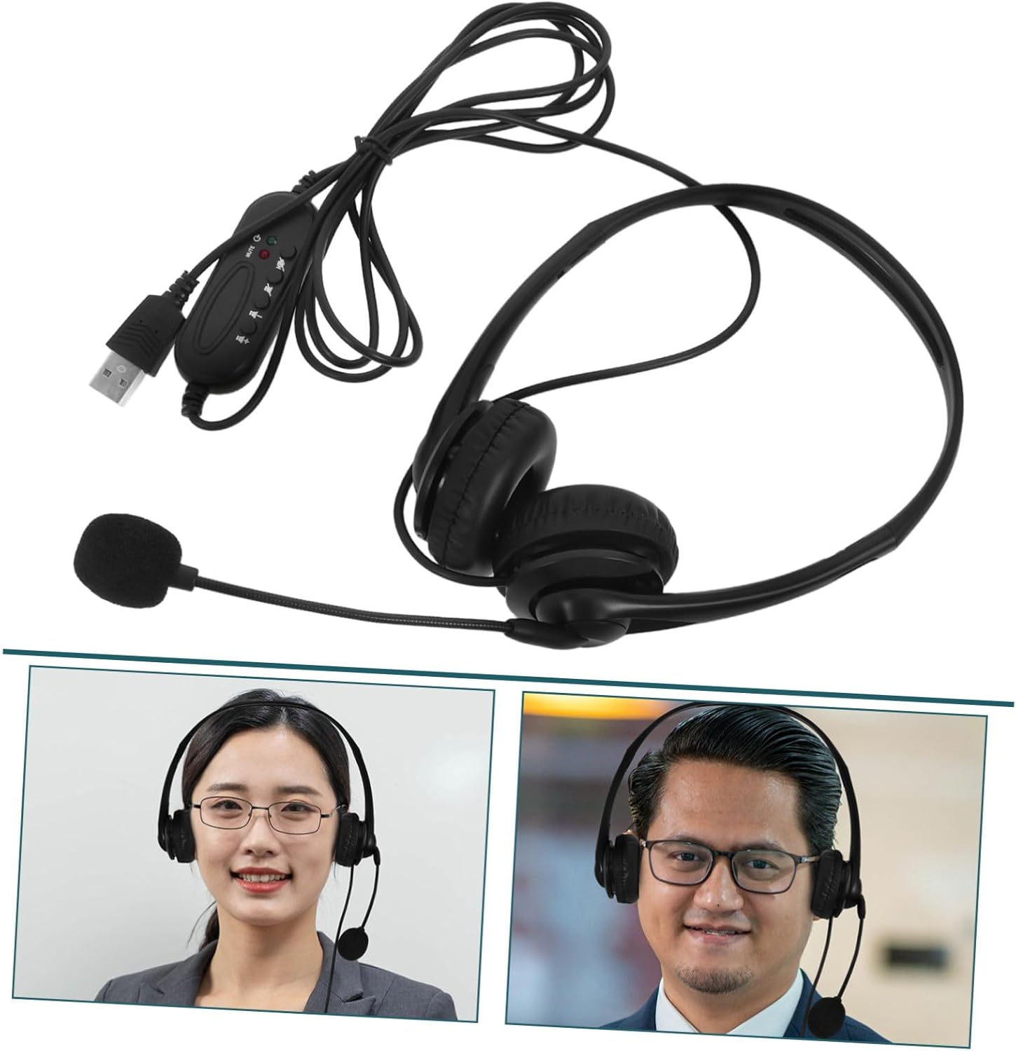 JEWEDECO Noise Cancelling USB Headset with Microphone for Gaming and Office Use Lightweight Wired Over-Ear Headphones with Clear Call Volume Control Comfortable Fit for Students And image number 3