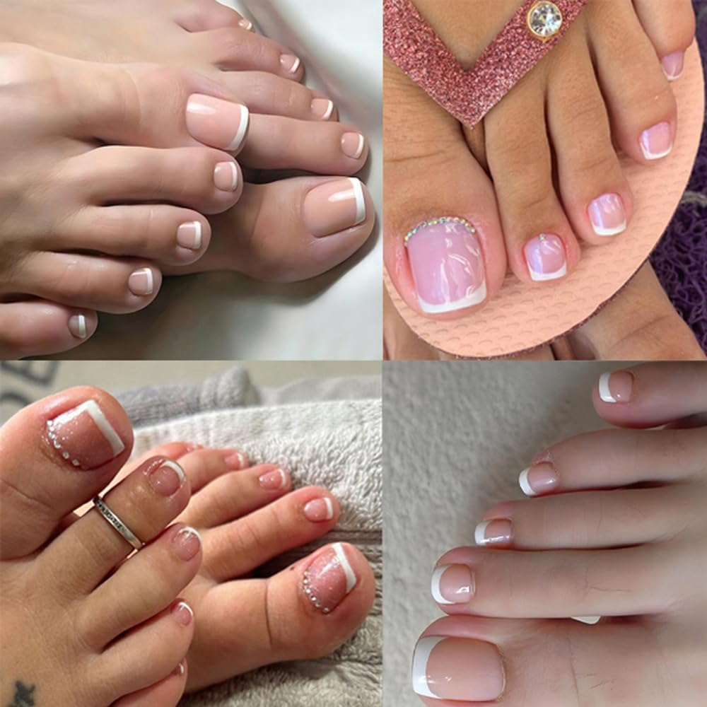 Toenail Tips Short Toenail Tips Square Toe Nail Tips Wearable Toenail Tips 120Pcs/Box, 12 Sizes SWRITATSK French False Nails image number 1