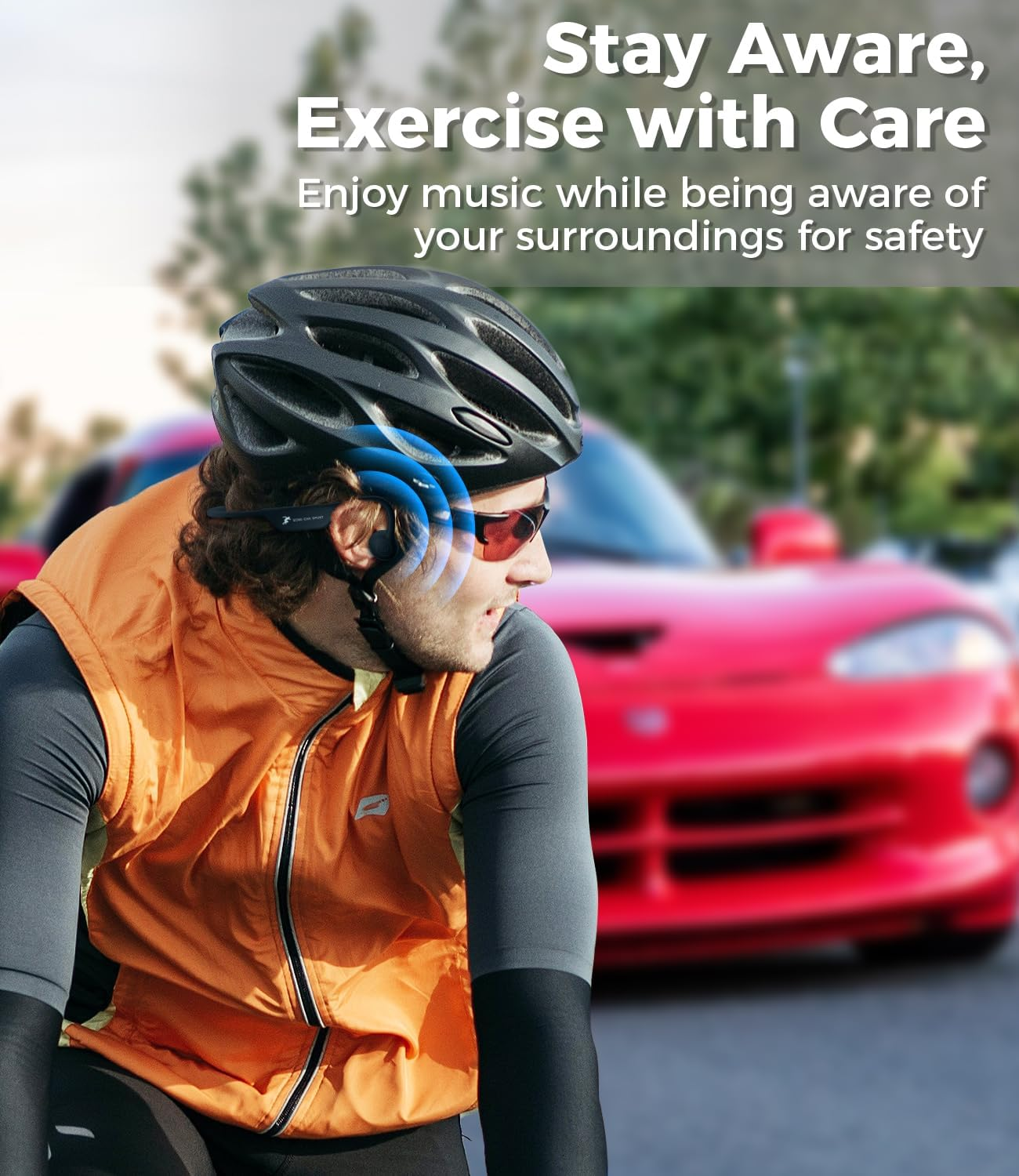 Bone Conduction Headphones Bluetooth, Wireless Running Headphones, Open-Ear Sports Headphones with Mic, Wireless Bluetooth 5.2 IP67 Sweat Resistant for Running, Bicycling, Driving, Workouts, Walking image number 3