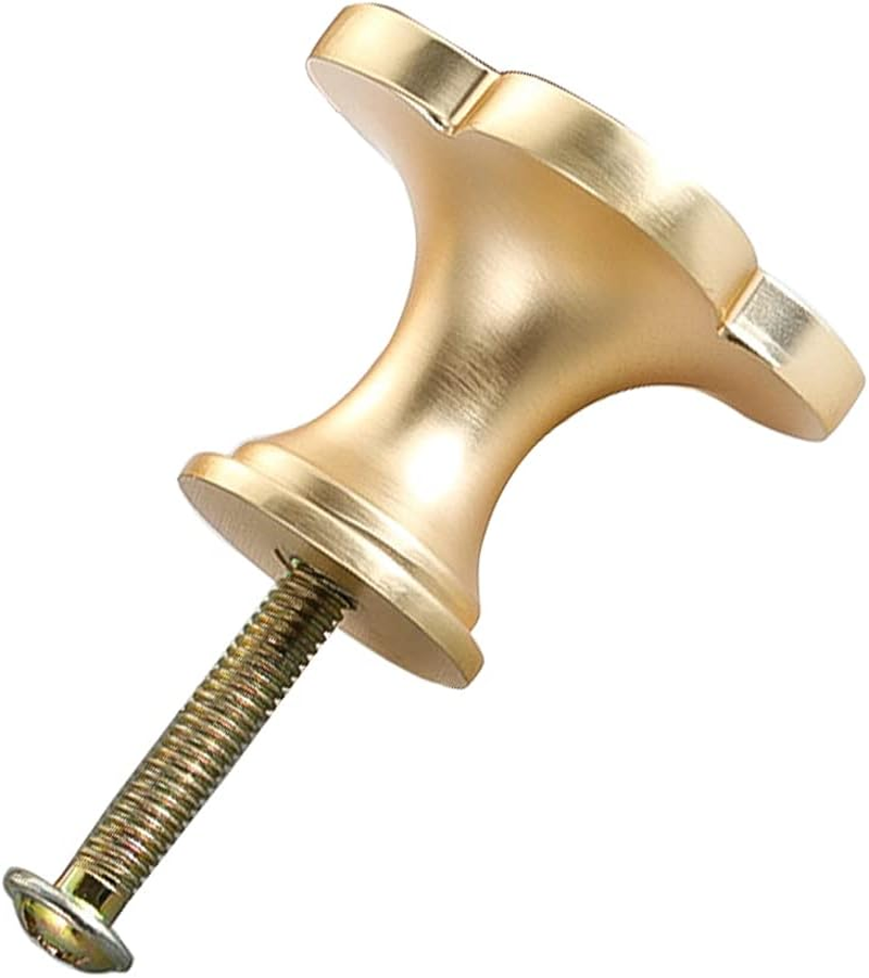 CPELLESSE 6 Pcs Clover Knobs Four-Leaf Handle Creative Cabinet Drawer Pulls Gold for Dresser Wardrobe Zinc Alloy Single Hole Door Handle(White) image number 1