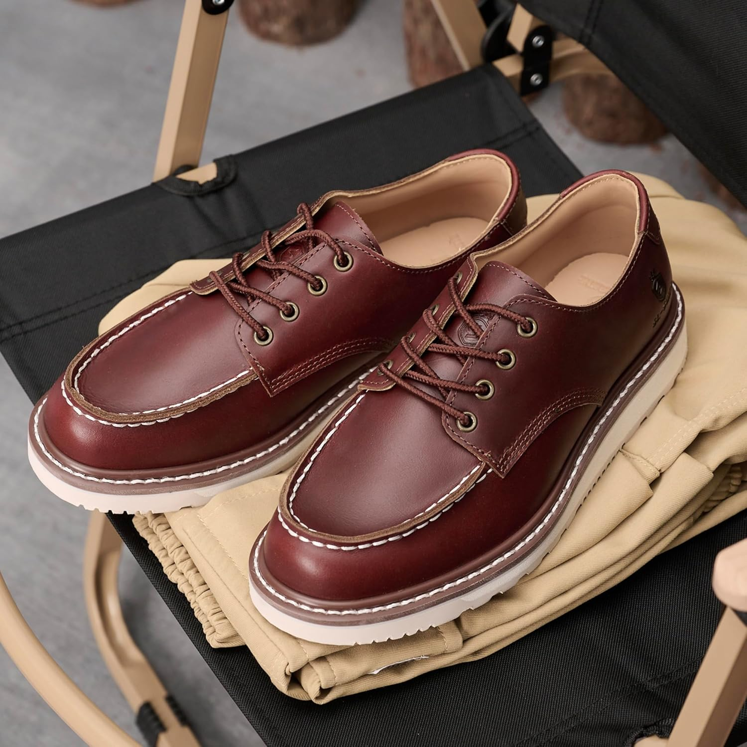 Sl-Saint Handgefertigte Herren Soft Moc Toe Lace up Stylish Stiefel Classic Genuine Goodyear Welted Top Cowhide Schuhe image number 1