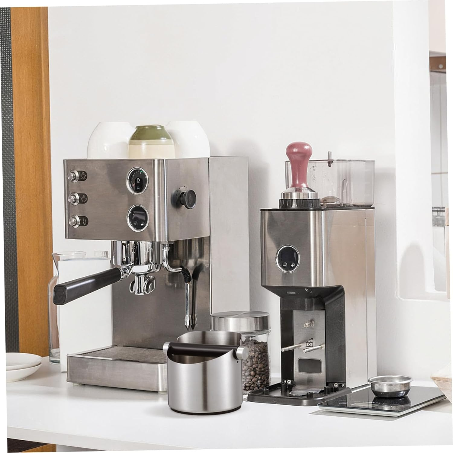 Stainless Steel Coffee Powder Bucket for Semi-Automatic Espresso Machines Easy-Clean Coffee Grind Knock Box for Home Bar Use Versatile Tea Box Trash Can for Kitchen Disposal image number 2