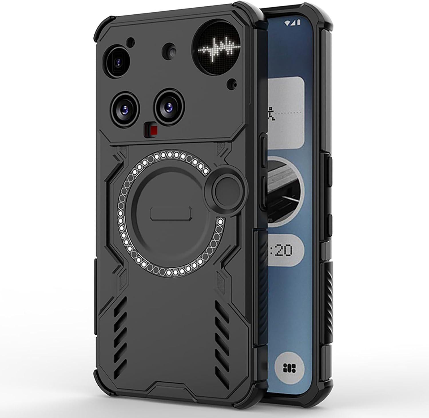 SEAHAI Case for Nothing Phone (3) with Magnetic Adsorption Function, Military Shockproof Case, Ultra Thin Hard PC Protective Case, Silicone, TPU Bumper Mobile Phone Case, Black