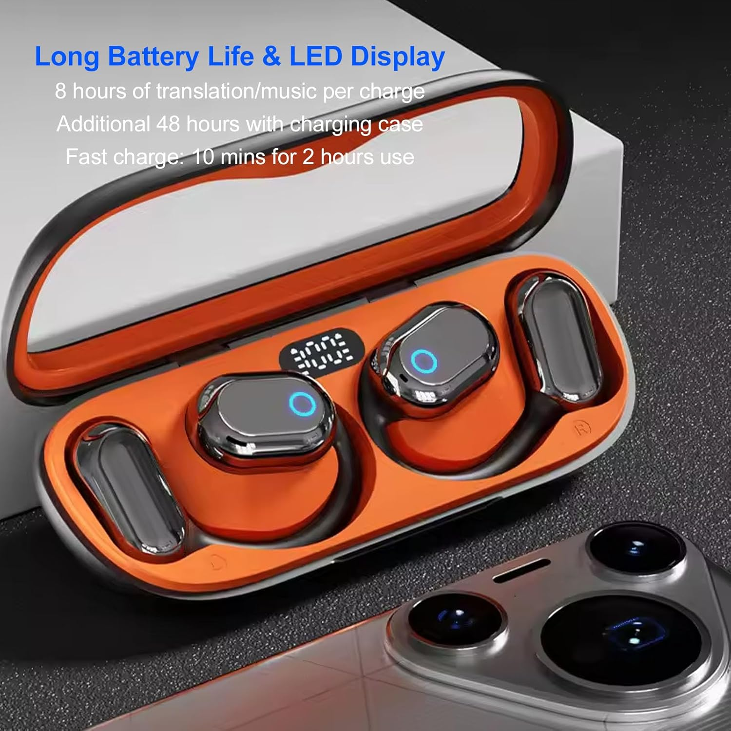 Zopsc AI Translation Earbuds with 164 Languages, Smart Translation Earbuds Supports Touch Control HD Calls, 48H Battery Life and Digtal Dispaly, for Travel and Business image number 3