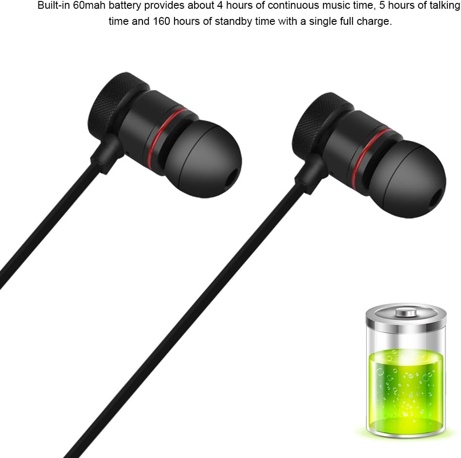 Bluetooth Headphones, Bluetooth 4.1 Sport Wireless Headphones with Microphone 5 Hours Working Time In-Ear Headset for Iphone, Ipod, Samsung Etc. Black image number 1