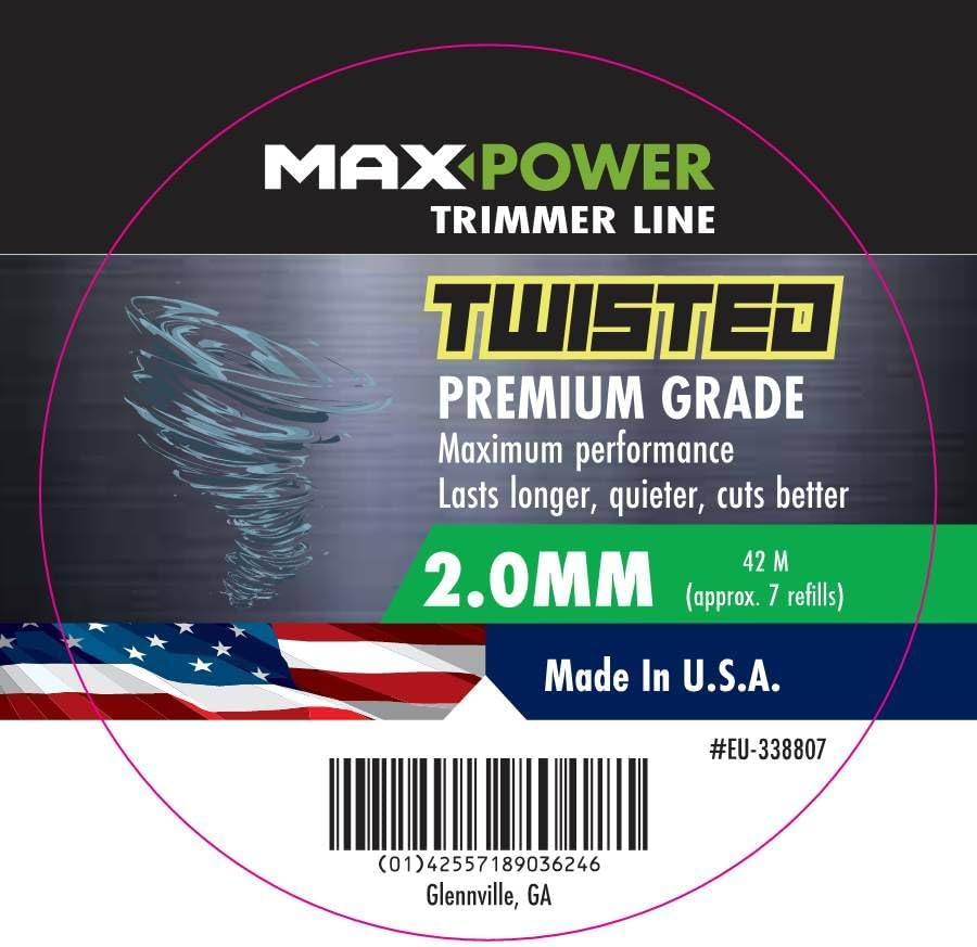 Maxpower EU-338807 Co-Polymer Trimmerfaden 2 Mm - 42 Meter L&auml;nge Quadratisch Gedreht, Neongelb, Neon Yellow image number 1