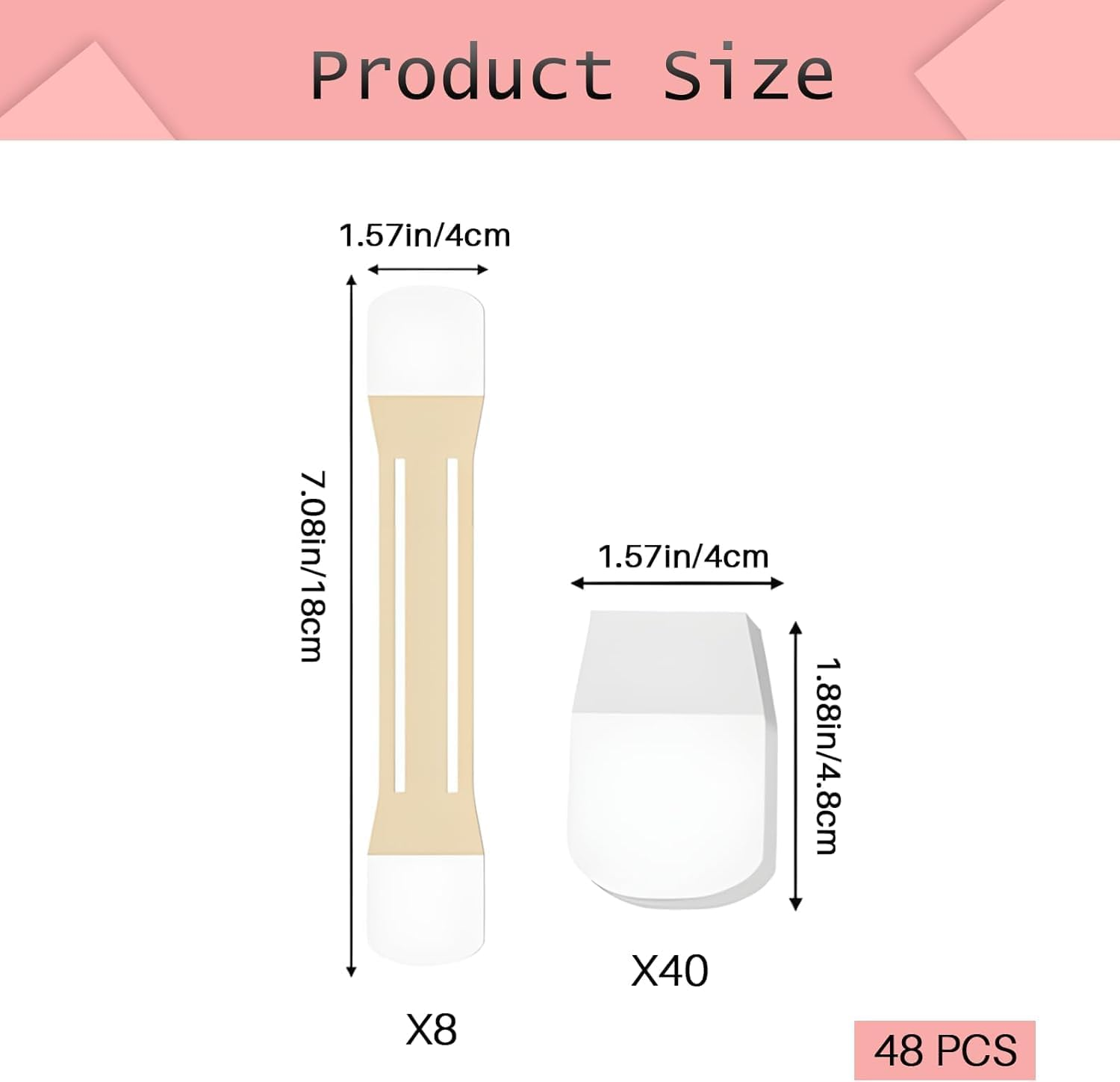 48 Pcs Neck and Face Lift Tape Invisible, 8 Pcs Neck Lifting Tape Invisible 20 Replacement Patches Face Tapes Seamless Waterproof Tapes for Daily Lifting Sagging Skin Firming Face Double Chin image number 5