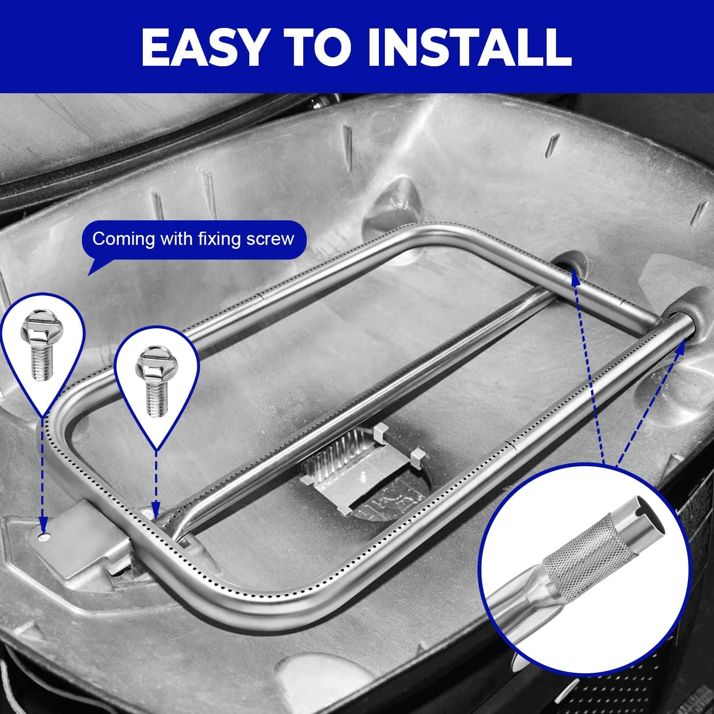 GGC Grill Burner Tube for Weber 65032 Q300 Q320 Q3000 Q3200 Series Grills, Stainless Steel 60036 Grill Burner Tube Set Replacement for Weber 404341 57060001 586002 image number 6