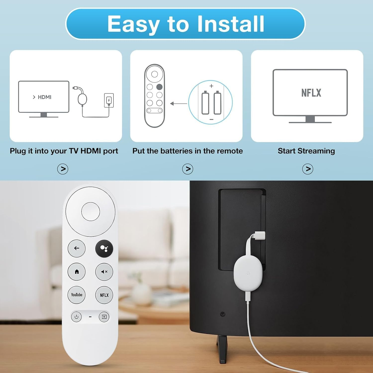 Replacement Voice Remote Control for Google Chromecast 4K Snow/Hd TV Remote Control for G9N9N, GA01409-US, GA01920-US, GA01919-US, GA01923-US, GA02463 image number 4