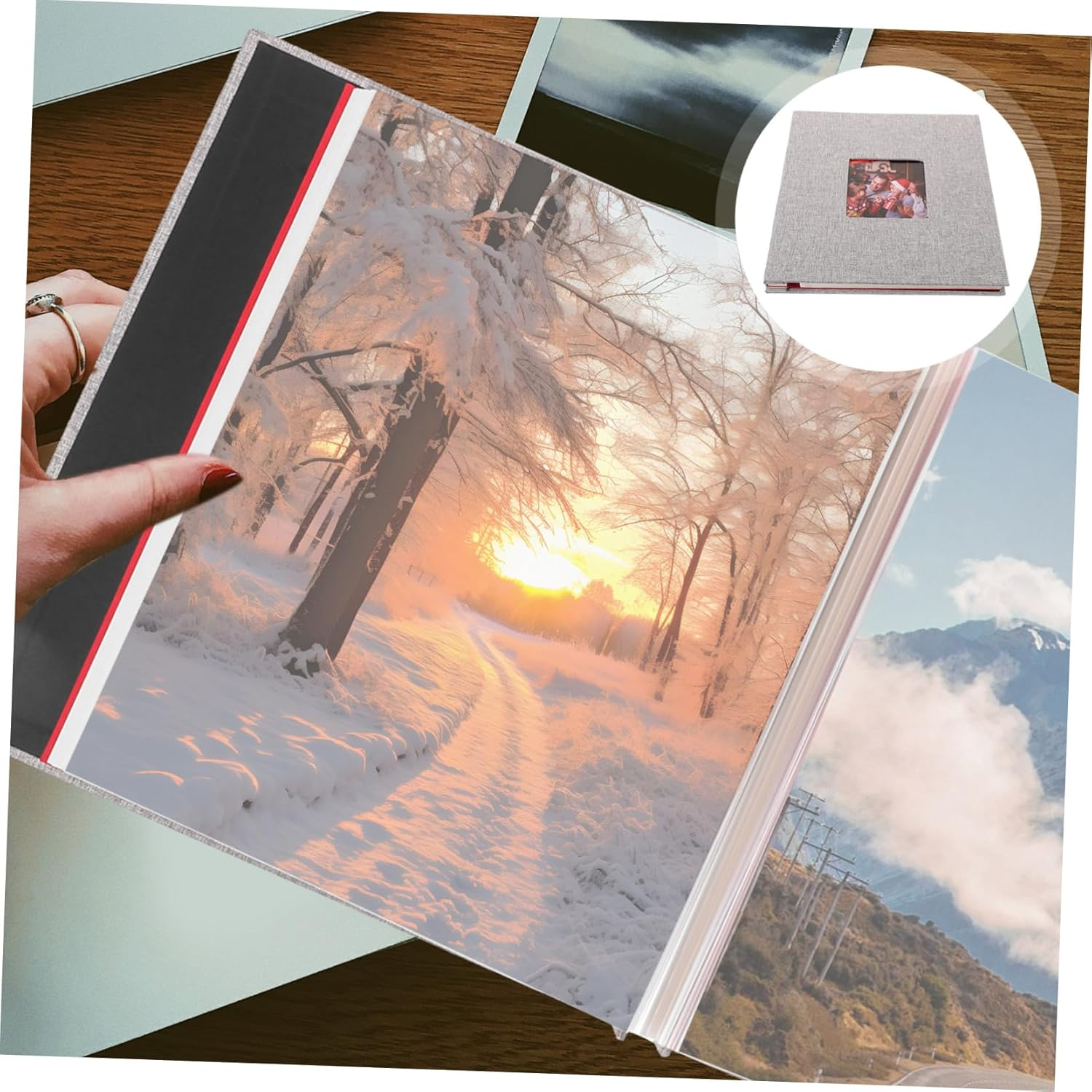 1Set Cover Self-Adhesive Photo Album with Window Design Scrapbook for Family Memories Cover and Pages Grey image number 6