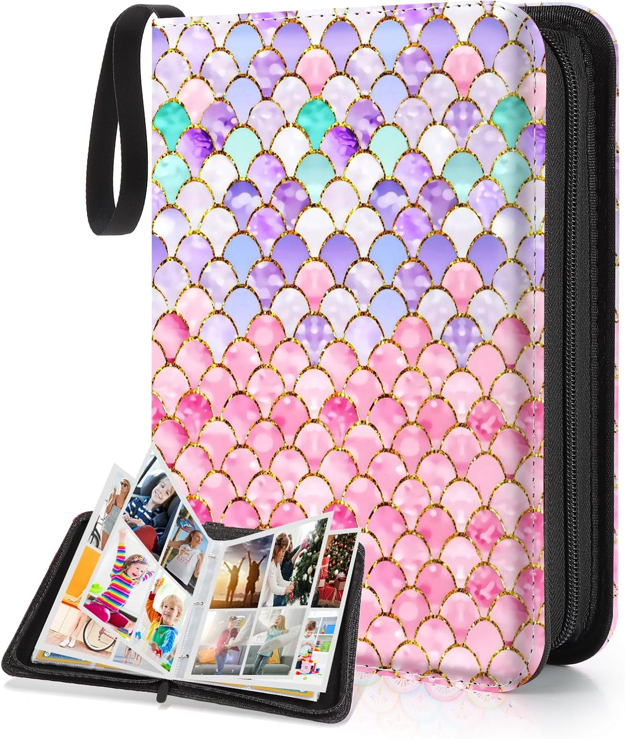 CLOKORIA Card Binder for Girls Gifts,440 Cards Collectible Trading Card Holder Case with 55 Sleeves, 4 Pocket for TCG Game Cards Collection Sports Trading Cards Collector Album (Sakura Cat)