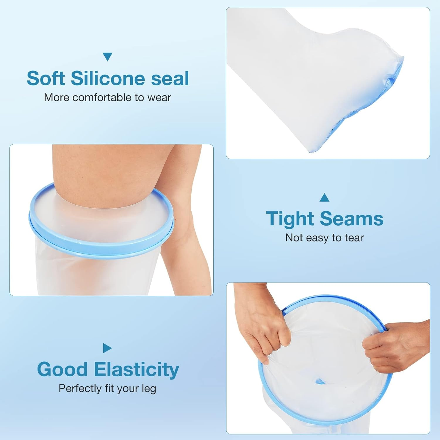 Waterproof Leg Cast Cover for Shower Bath,Cast Covers for Shower Leg after Surgery,Reusable Widening Large Footboard Leg Shower Cover with Non-Slip Bottom for plus Size Adults Surgery Shower Boot image number 3