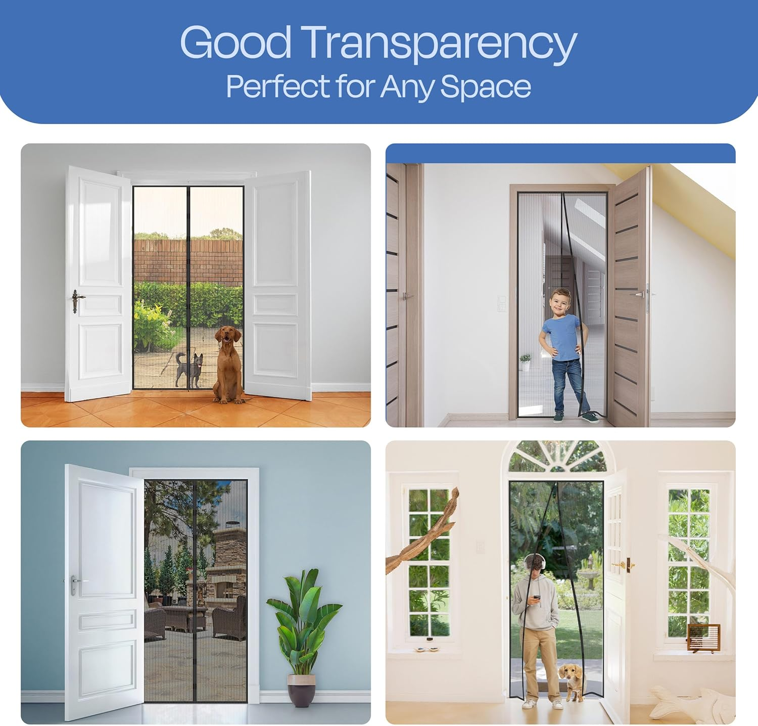 Trademark Home 82-18PM Magnetic Screen Door with Heavy Duty Magnets and Mesh Curtain by Everyday Home image number 2