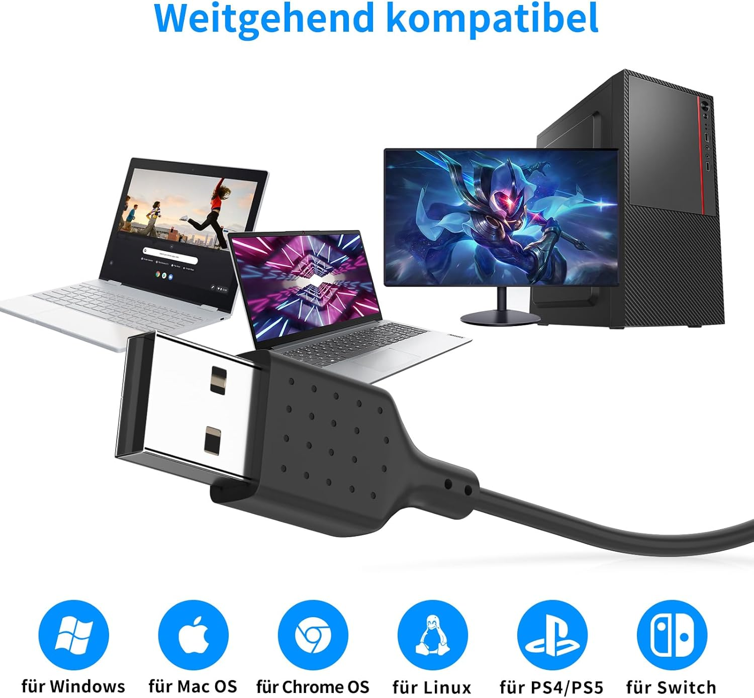 USB In-Ear Headphones for PC Mac Laptop PS4 PS5 Headset with Microphone and In-Line Control Noise Reduction Clarity USB Headphones with Cable for Switch Gaming Office Business Online Meetings Black image number 4