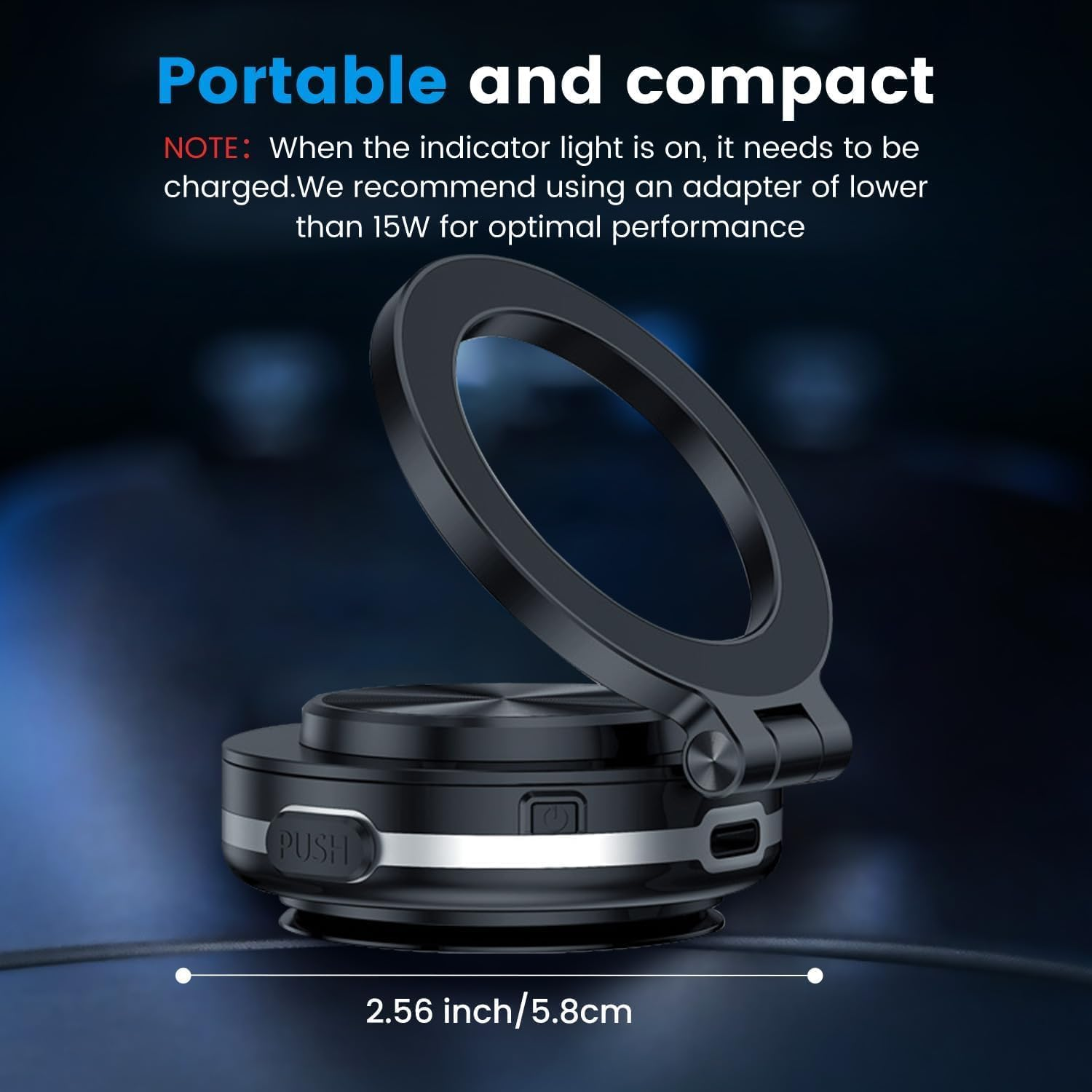 Necomi 360&deg; Stretchable Electric Vacuum Magnetic Suction Phone Mount, Hands Free Magnetic Car Phone Holder, Double-Sided Phone Holder Compatible with Car Dashboard Installation image number 3