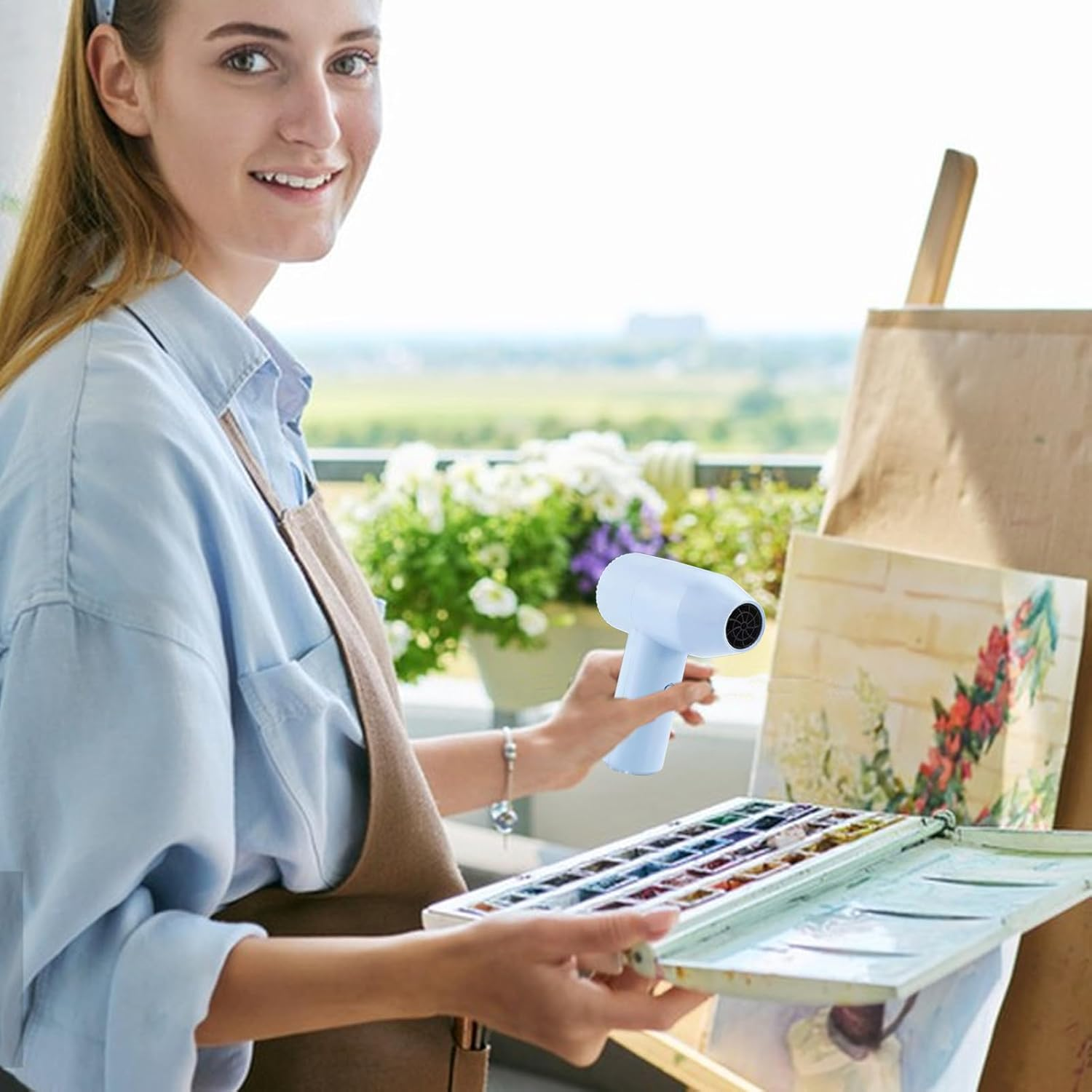 Art Blow Dryer for Painting,Portable Cordless Air Dryer for Watercolour, for Art Students and Artists, Fast Drying Hair Care Solution image number 3