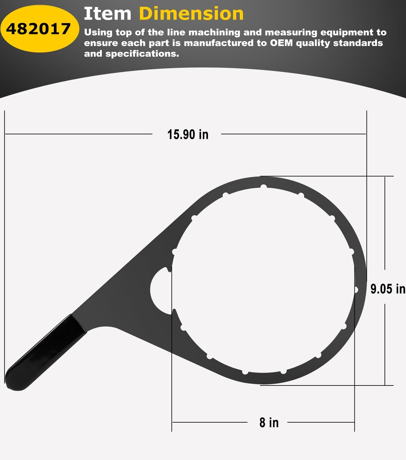 8" 482017 Fuel Filter Collar Vent Cap Wrench Metal for Davco Fuel Pro 482, 483, 485, 487, 488, 782 and Shop Pro Fxpinner with 8 Inch Inner Diameter image number 3