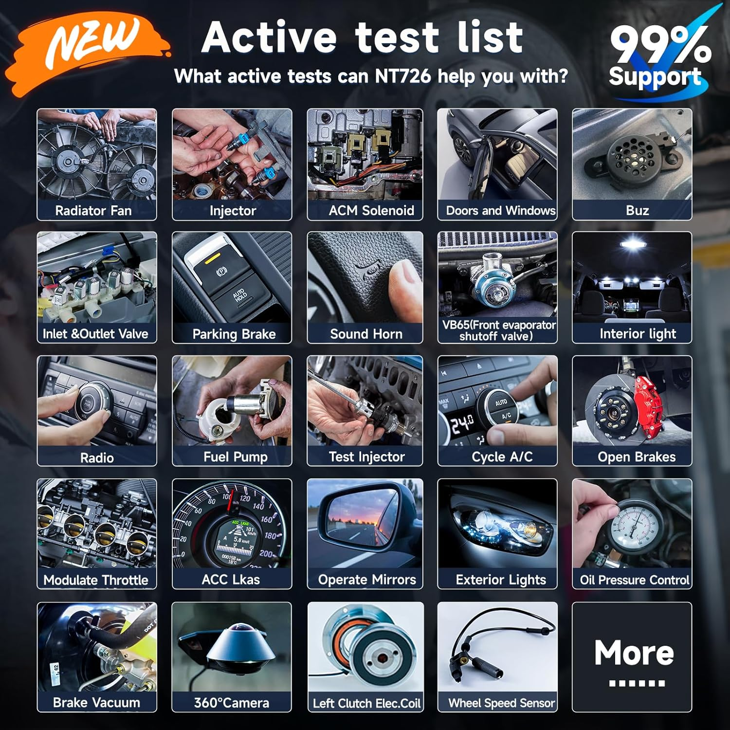 2026 FOXWELL NT726 OBD2 Scanner Diagnostic Tool, All System Bidirectional Scanner, Code Reader for Cars and Trucks with 12 Resets, ABS Bleeding/Oil/Epb/Sas/D-Pf/Tpms/Injector Coding/Throttle/Bms..,Fca image number 4