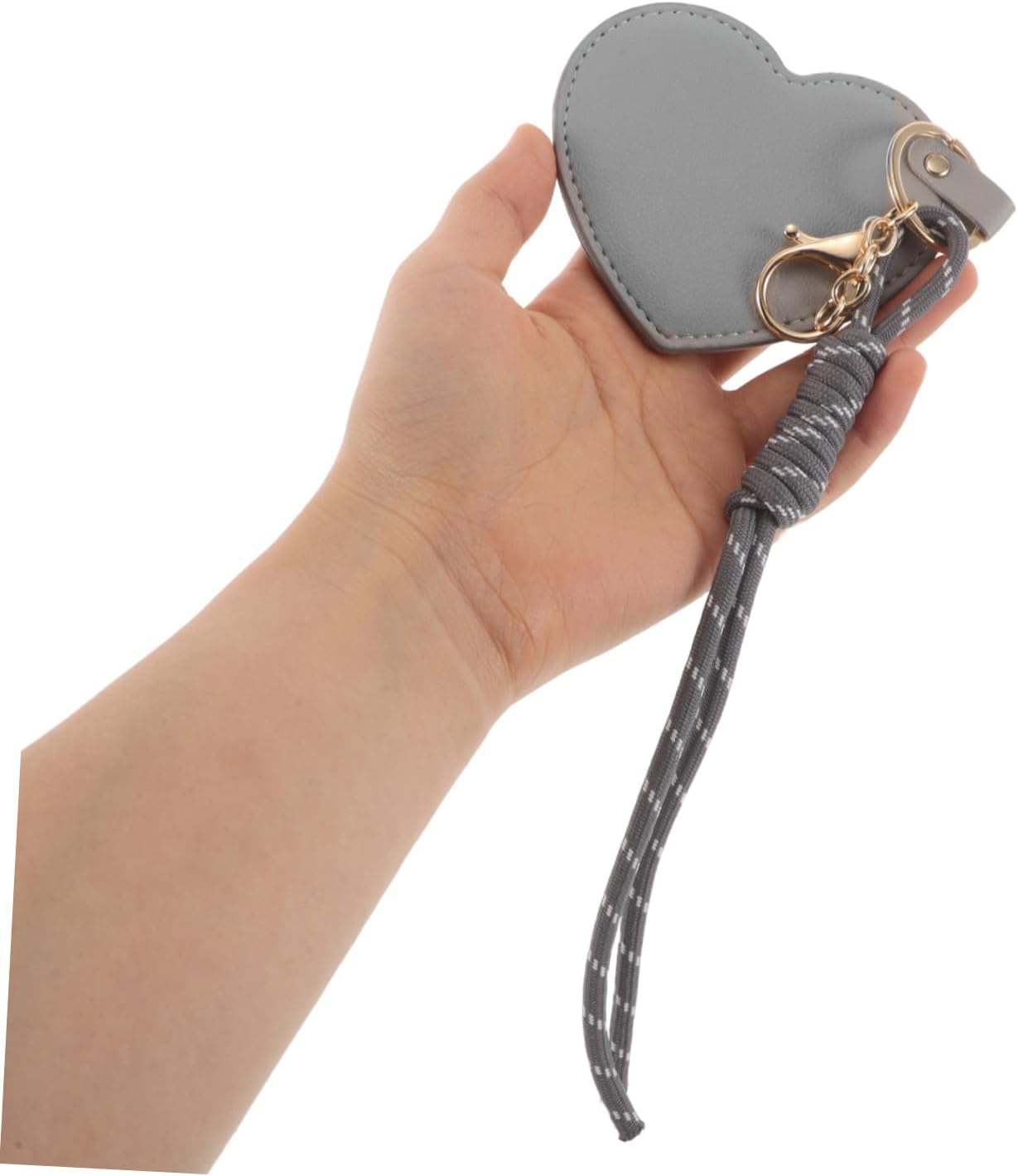 ASAKKURA 2Pcs Heart Compact Mirror with Rotation PU Leather Wristlet Keychain Vanity Mirror for Women Portable Travel Makeup Accessory for Pockets Bags and Handbags - Multicolor image number 5