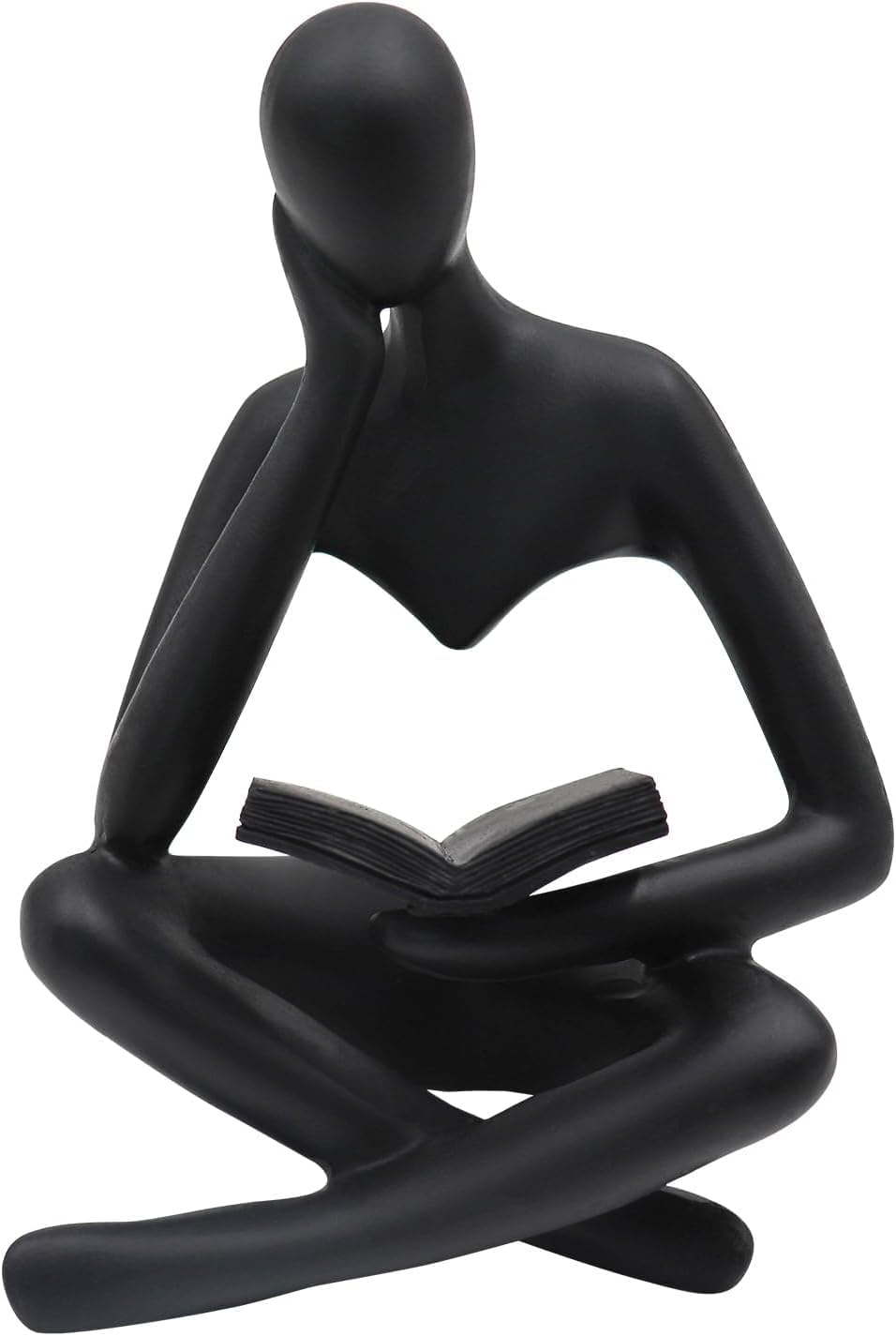 Thinker Statue Decor Abstract Reading Women Bookshelf Figurines Modern Coffee Table Sculpture Decor for Living Room Bedroom Home Library Shelves Office (Black-Right)