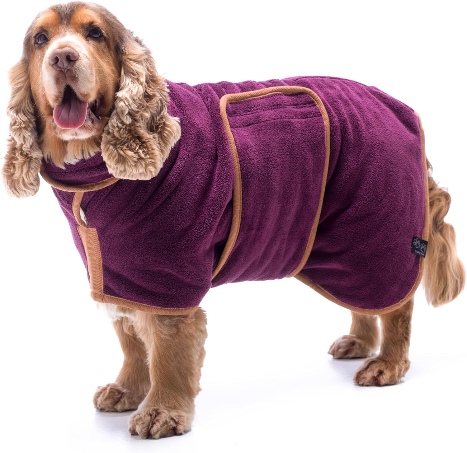 Lucky Paws&reg; UK Dog Drying Coat - Luxurious Double Layer Dog Towel Robe - Dry Your Dogs in Minutes - Ultra Absorbent Drying Robe & Super Soft Dressing Gown (XXXL, Plum) image number 3