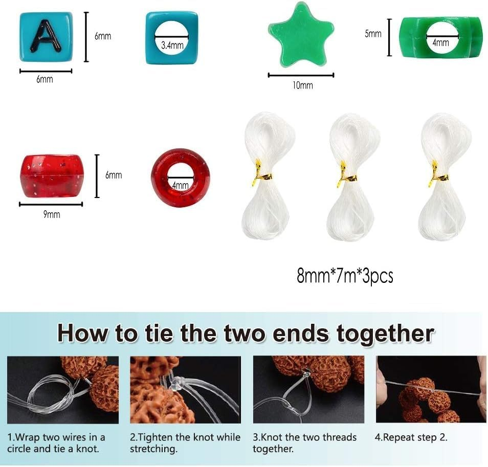 INSCRAFT Pony Beads, 33,00 Pcs 9Mm Pony Beads Set in 23 Colors with Letter Beads, Star Beads and Elastic String for Bracelet Jewelry Making By image number 5