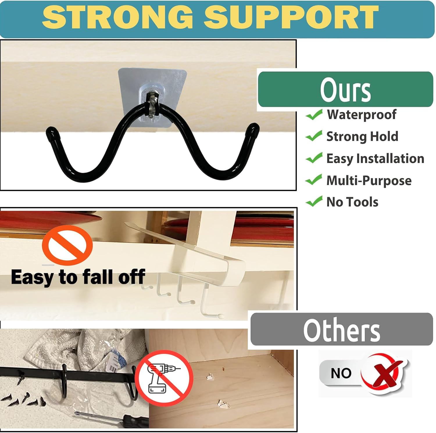 Pmsanzay Mug Cup Holder under Cabinet Organizer - 2 Pack Self-Adhesive Cup Hooks Coffee Mug Holder,Mug Cup Storage Hanger,Coffee Bar Accessories for Kitchen, Pantry, Cabinet - No Drilling image number 5