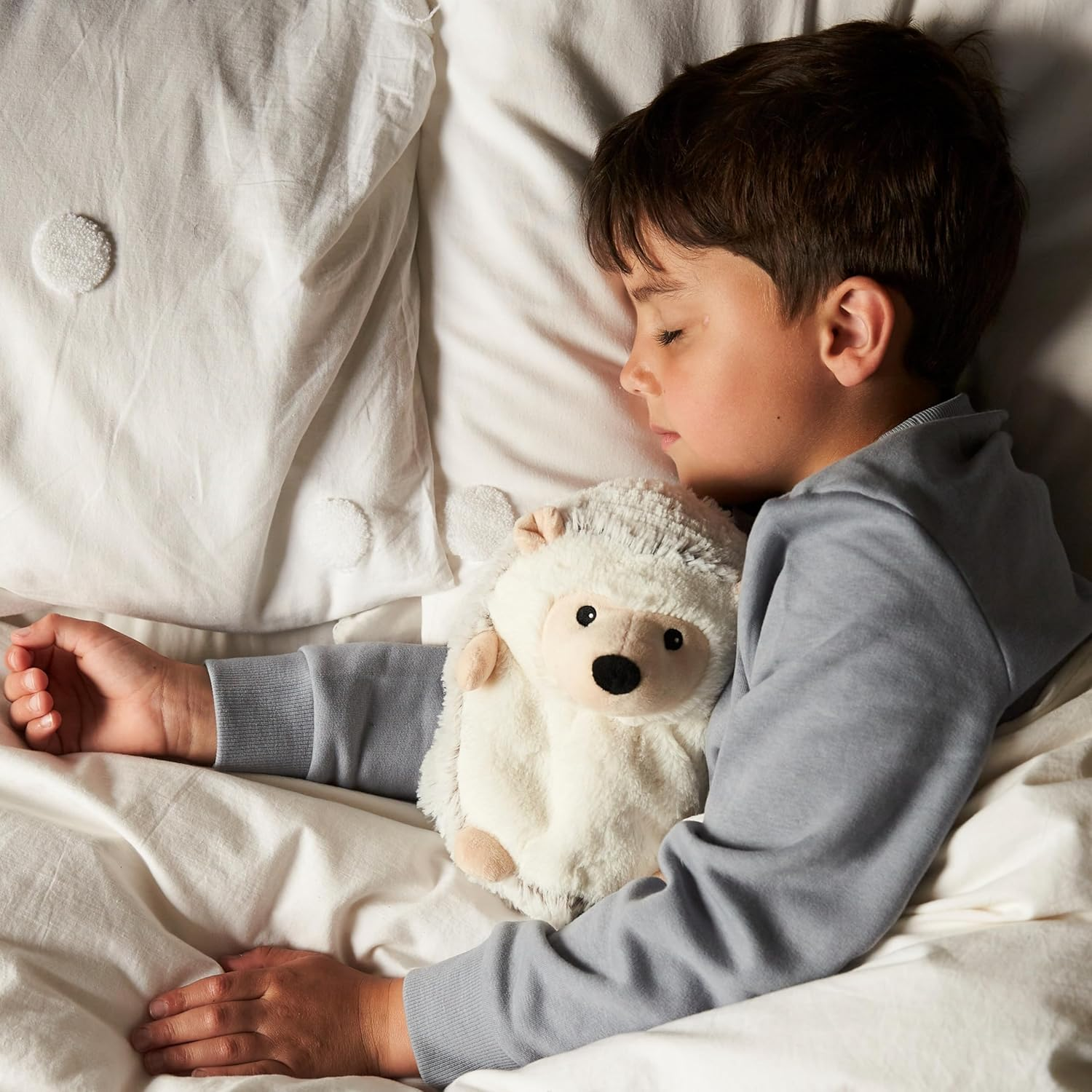 Warmies Plush Beige Hedgehog Microwavable Wheat Bag Scented with French Lavender, Weighted Teddy Suitable for All Ages, Hot or Cold Wheat Heat Pad image number 1