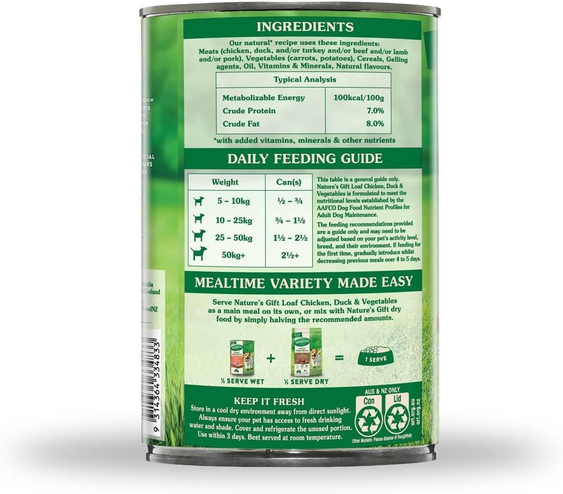 Nature'S Gift Meal Time Duck, Chicken and Vegetables Can Dog Food 700 G