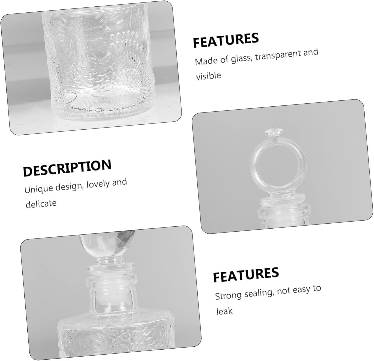 2Pcs Retro Crystal Perfume Atomizer Perfume Bottle for Aroma Diffuser Decorative Bottle Wide Mouth image number 2