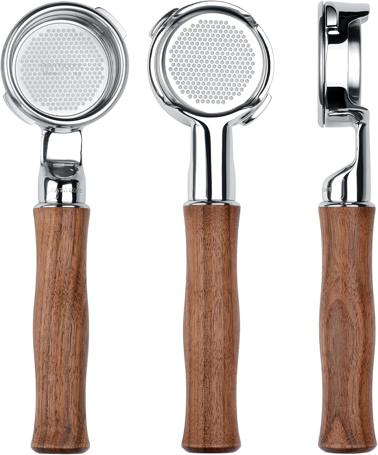 Normcore 58Mm Slim Naked Portafilter with 18G Precision High Extraction Basket, Genuine American Walnut Handle Fits Gaggia Classic Machines image number 2