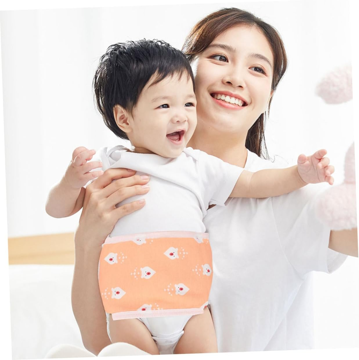 Newborn Cotton Belly Band Baby Belly Wrap Reusable Infant Navel Belt Soft Autumn Winter Protection Band for Newborns 80Cm Red Polar Bear Pattern image number 3