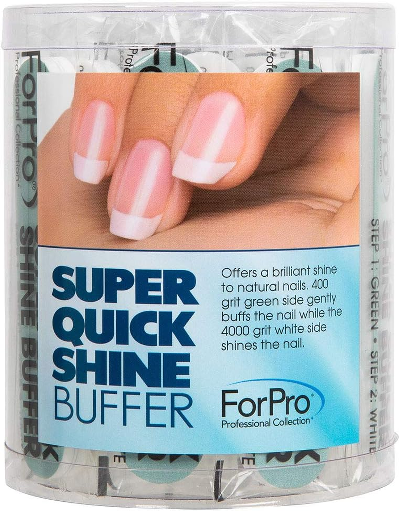Forpro Super Quick Shine 2-Way Buffer, Green 400/White 4000 Grit, Double-Sided Manicure & Pedicure Nail Buffer, 3.5&rdquo; L X .75&rdquo; W, 25Count image number 3