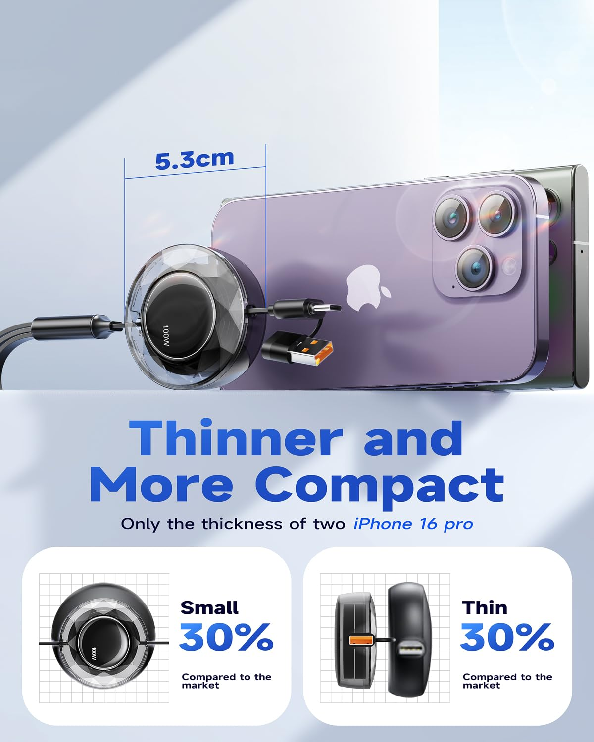 100W Multi Charging Cable, 5 in 1 Retractable Charger Cable USB C 5A Iphone 17 Fast Charger Cord for Multiple Devices for Iphone 17 16 15 14 /Samsung Galaxy S25/Ps/Mbook/Pad (1.2M) Travel Essentials - Black image number 5