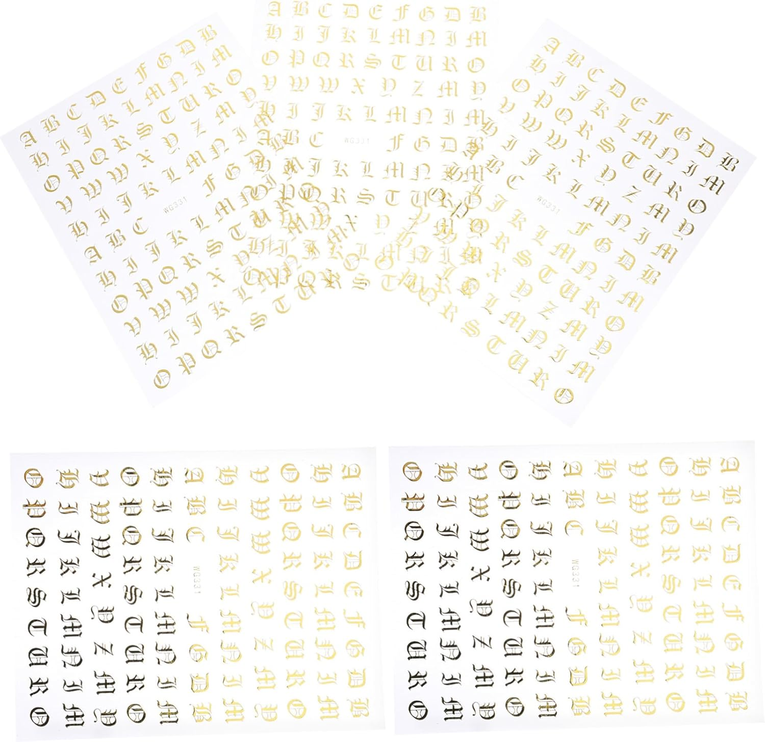 LALADEFIEE 5Sheets English Alphabet Nail Stickers Nail Decals Letter Boys and Girls image number 2