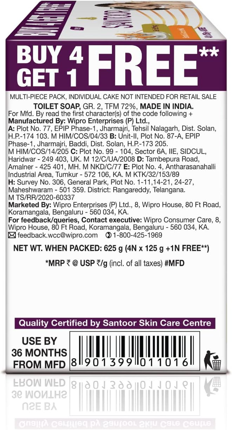 Santoor Sandal and Almond Milk Soap 125G (Pack of 5)(Free) image number 1