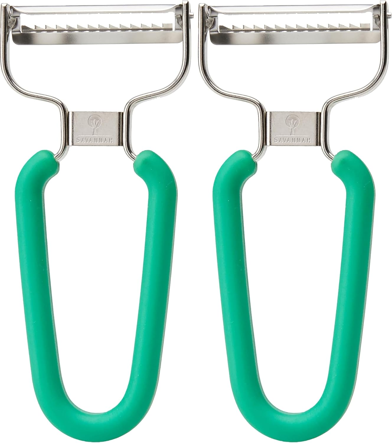 Savannah SAV-0503 Julienne Peeler with Super Sharp Japanese Steel Blade for Cutting Fruit and Vegetables 45 Millimetre Blade Green (Pack of 2)