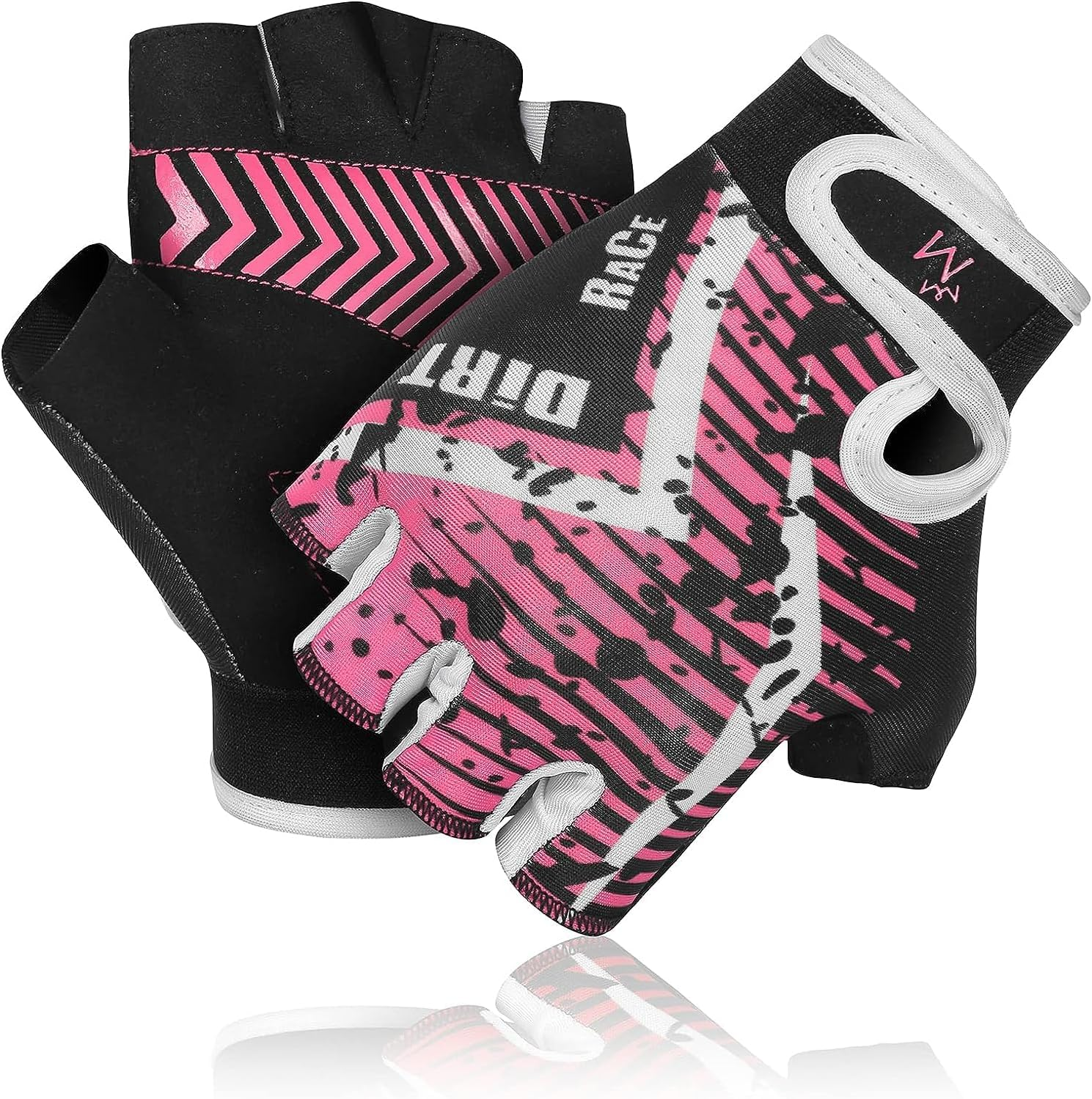 Cycling Gloves for Kids Half Finger Gloves for Children Bicycle Outdoor, Gym Gloves for Junior Toddler Boys Girls for Riding Biking Sports Gloves Are Non-Slip, Colors in Blue Pink Green Red Yellow, Youth Age 2-10