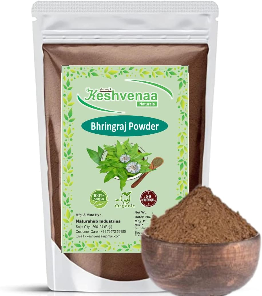 Keshvenna Naturals 100% Pure and Organic Bhringraj Powder | Eclipta Alba for Hair Care (100 Gm) image number 4