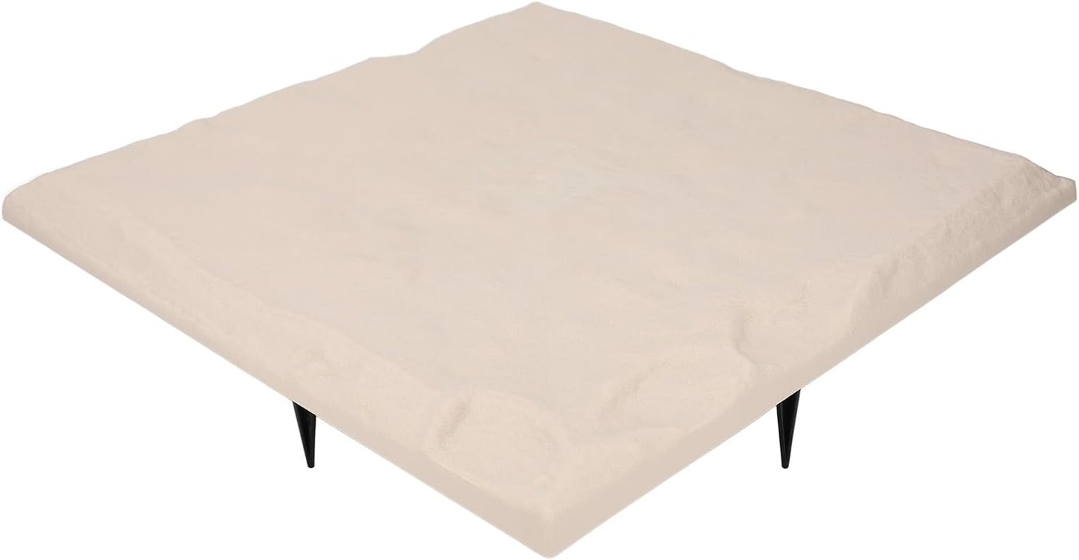 Bewinner Garden Stepping Stones Outdoor with Ground Stakes, Polypropylene Resin Weatherproof Decorative Stepping Stones Outdoor for Lawn (Quadrate) - Beige image number 3