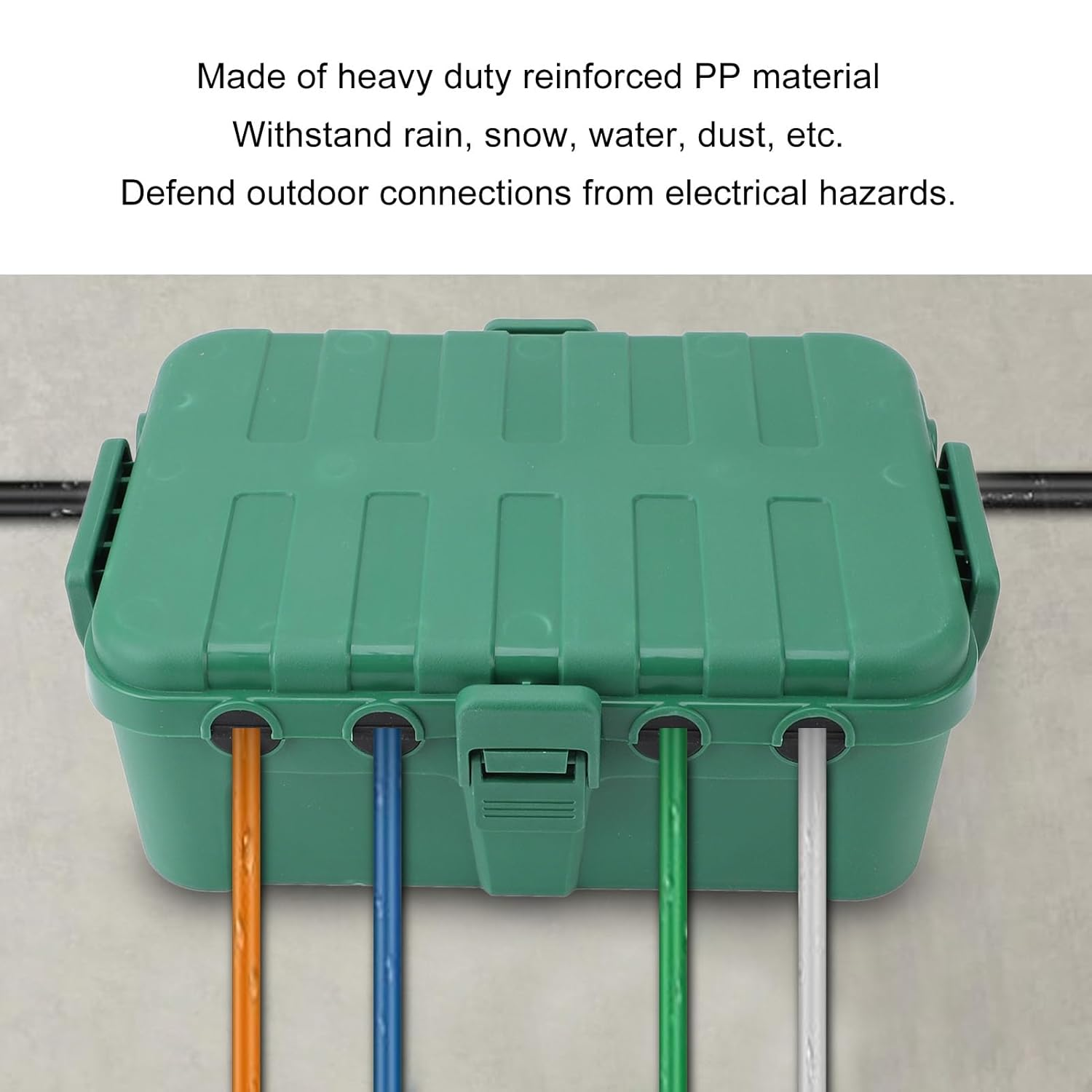 Jiawu Large Outdoor Electrical Box, Weatherproof Connection Box with 6 Cable Entry, IP54 Waterproof Extension Cord Cover Protect Power Strip, Plug, Holiday Lights 13.5 X 9.4 X 4.7In image number 1